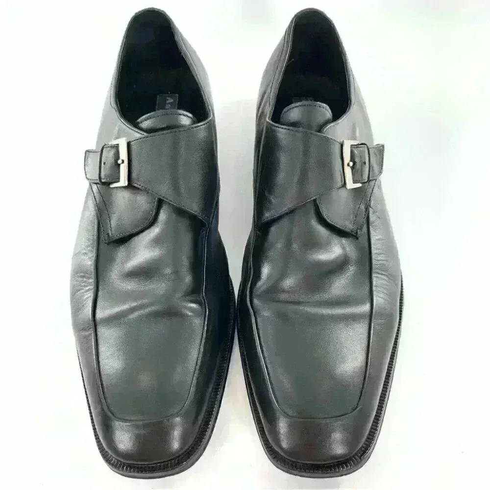 Ashton Gray mens dress shoes size 11 black leather monk strap